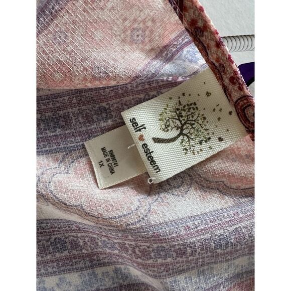 SELF ESTEEM Women's 1X Boho Lace Multicolored Open Flowy Sleeveless Vest‎ - Picture 7 of 7